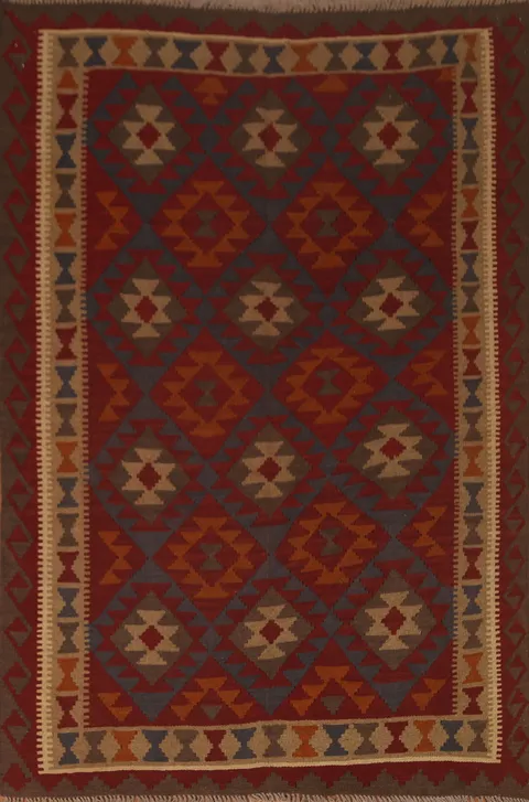 Hand-Woven Kilim Tribal Area Rug 5x7