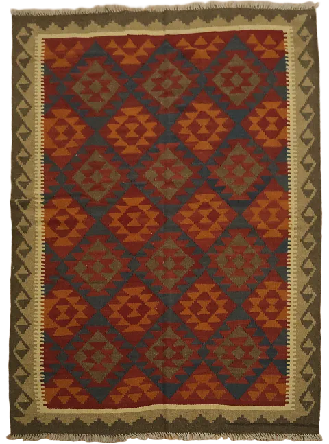 Tribal Kilim Wool Area Rug 5x7