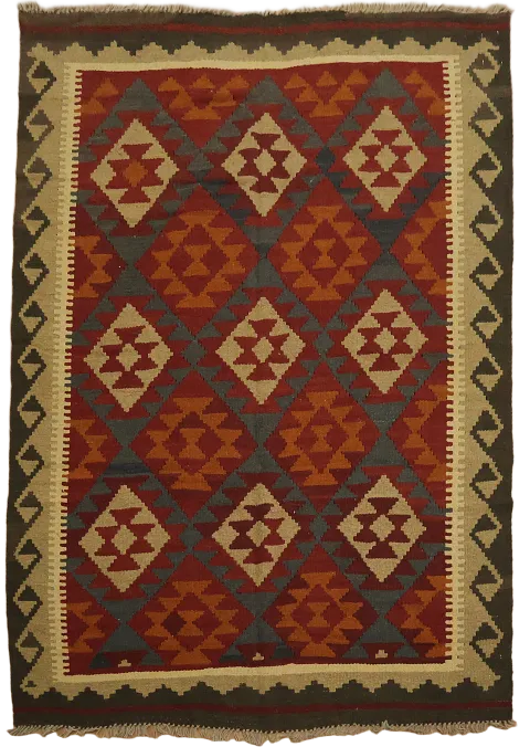 Hand-Woven Wool Kilim Oriental Area Rug 5x7