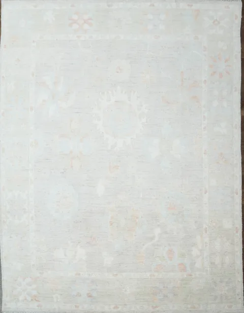 Floral Oushak Vegetable Dye Area Rug 9x12
