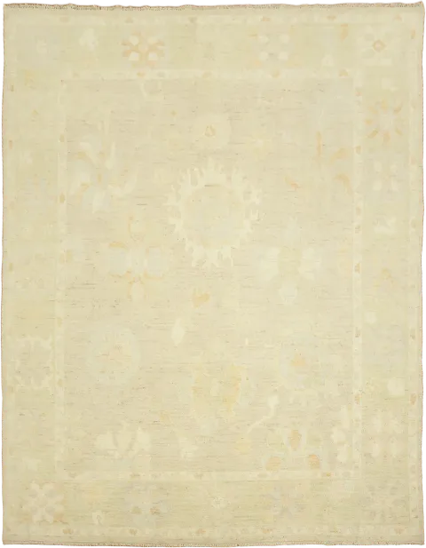 Floral Oushak Vegetable Dye Area Rug 9x12