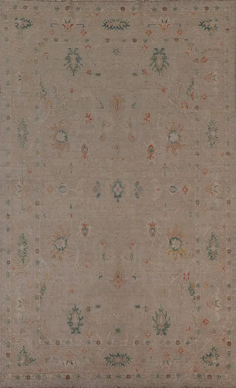 Vegetable Dye Oushak Turkish Area Rug 6x9
