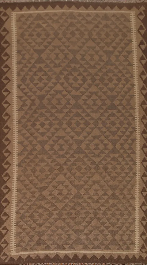 Brown Wool Kilim Oriental Area Rug 5x9