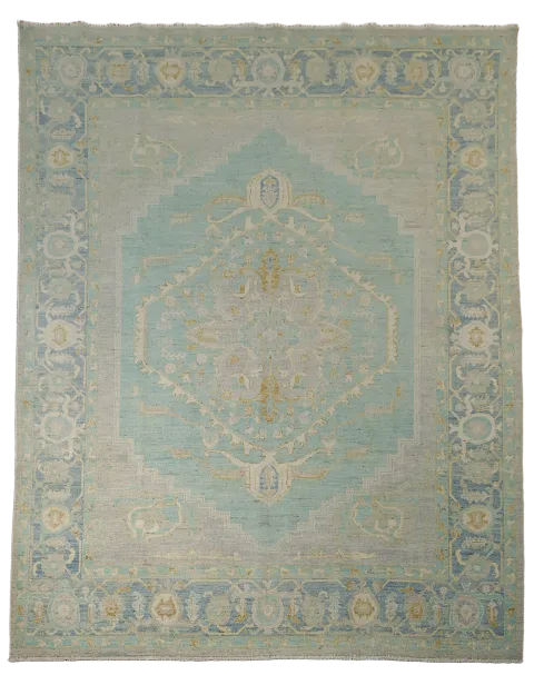 Light Blue Oushak Vegetable Dye Area Rug 8x10