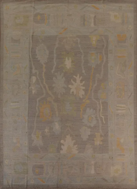 Earth Tone Wool Oushak Vegetable Dye Area Rug 8x10