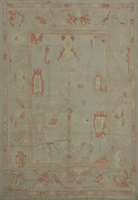 Classic Decor Oushak Vegetable Dye Area Rug 8x10 in Gentle Pastel Shades