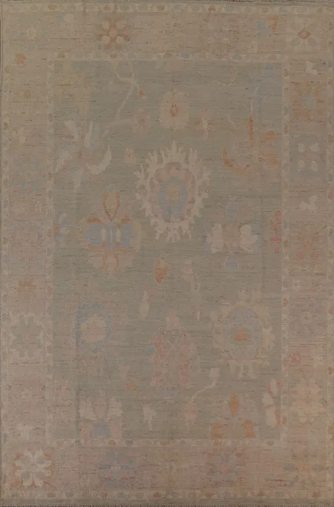 Floral Oushak Vegetable Dye Area Rug 9x12