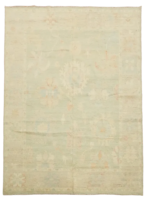 Floral Oushak Vegetable Dye Area Rug 9x12