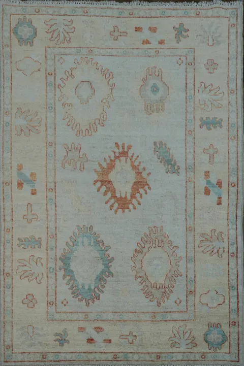Vegetable Dye Oushak Turkish Area Rug 4x6 ft