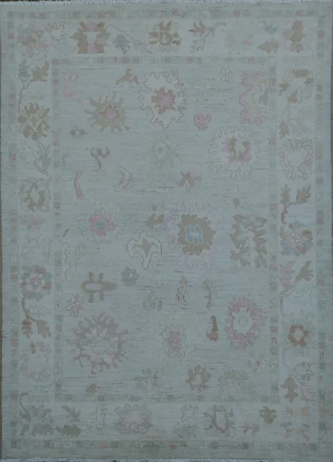 Vegetable Dye Oushak Oriental Area Rug 5x7