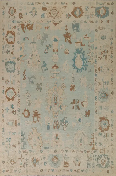 Light Blue Oushak Vegetable Dye Area Rug 8x10