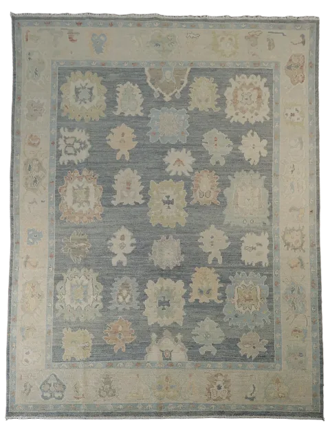 Floral Gray Oushak Vegetable Dye Area Rug 8x10