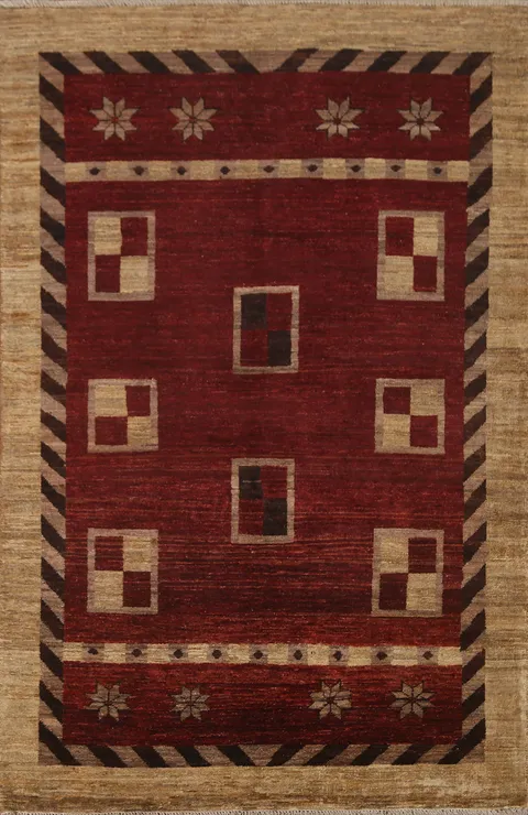 Geometric Gabbeh Kashkoli Oriental Area Rug 4x6