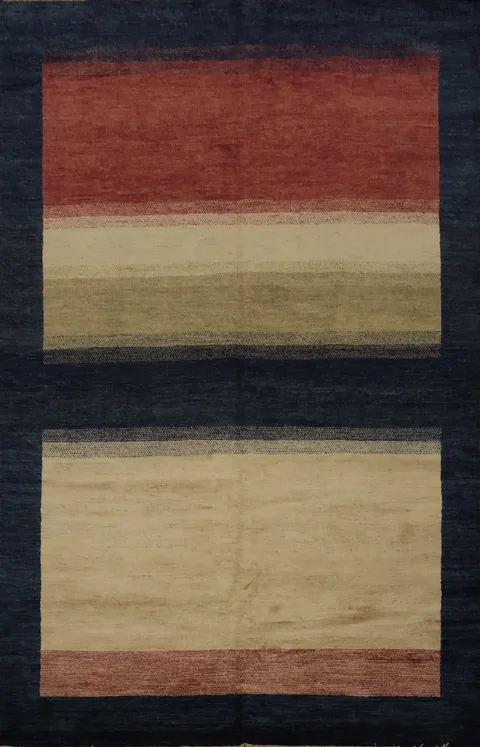 Contemporary Gabbeh Kashkoli Area Rug 6x9 Unique Patterned Design