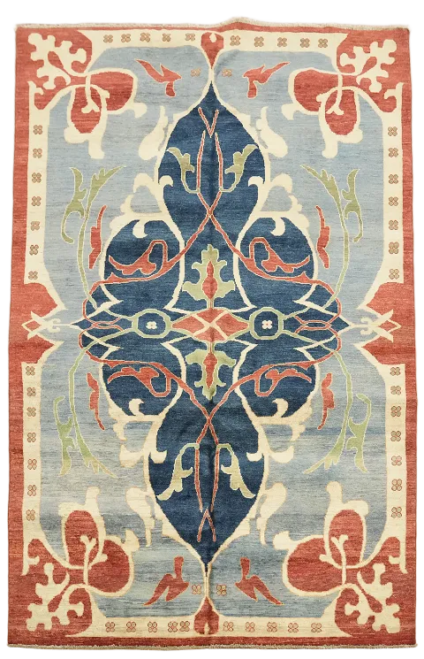 Blue Gabbeh Kashkoli Wool Area Rug 7x10