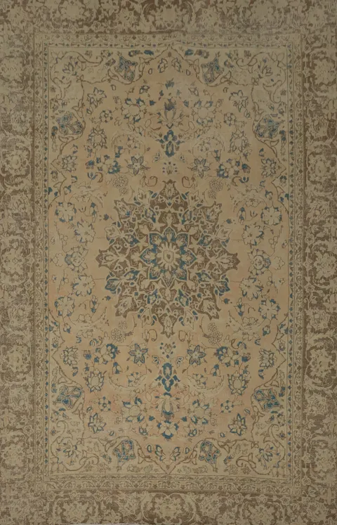 Distressed Floral Tabriz Persian Area Rug 7x11
