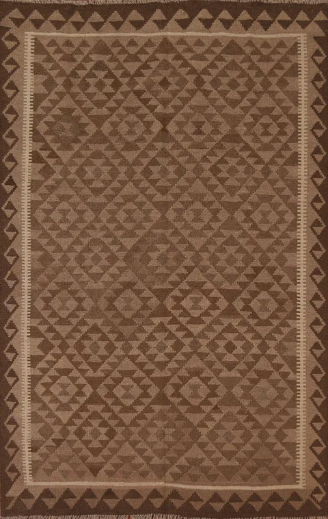 Hand-Woven Wool Kilim Area Rug 5x8