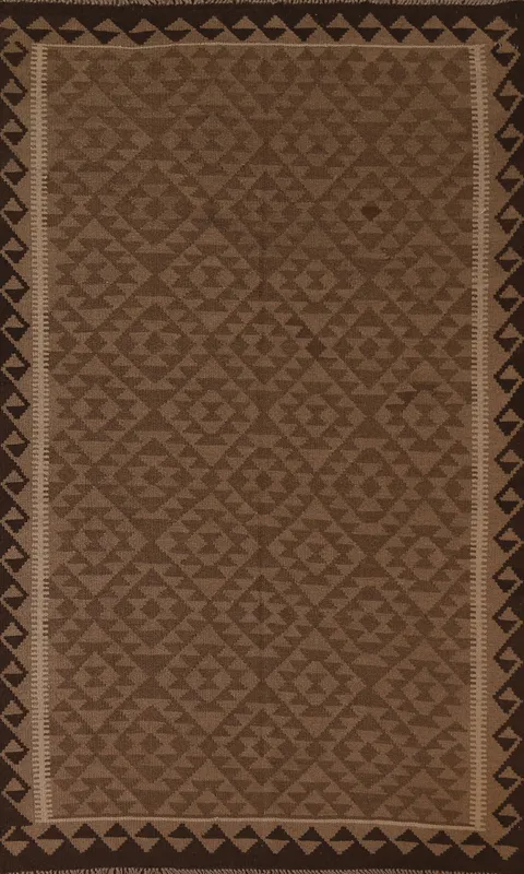 Brown Wool Kilim Oriental Area Rug 5x8