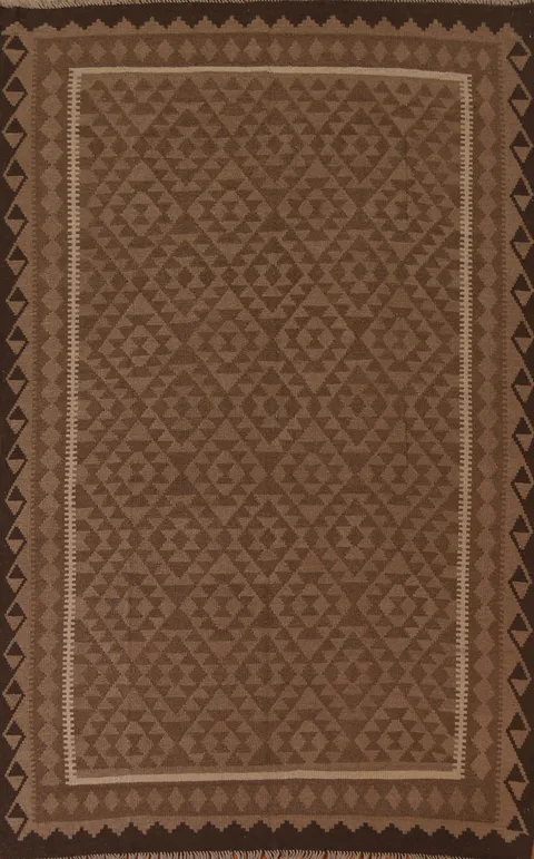 Brown Wool Kilim Oriental Area Rug 7x10