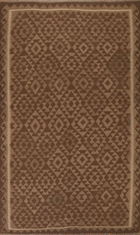 Brown Wool Kilim Oriental Area Rug 7x10