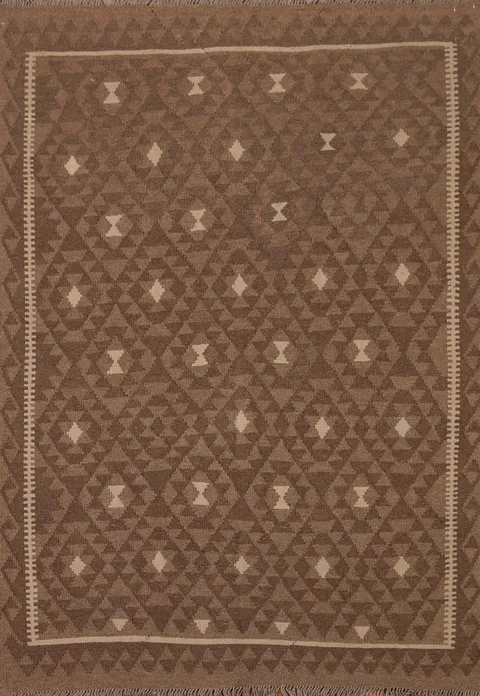 Hand-Woven Wool Kilim Oriental Area Rug 5x7