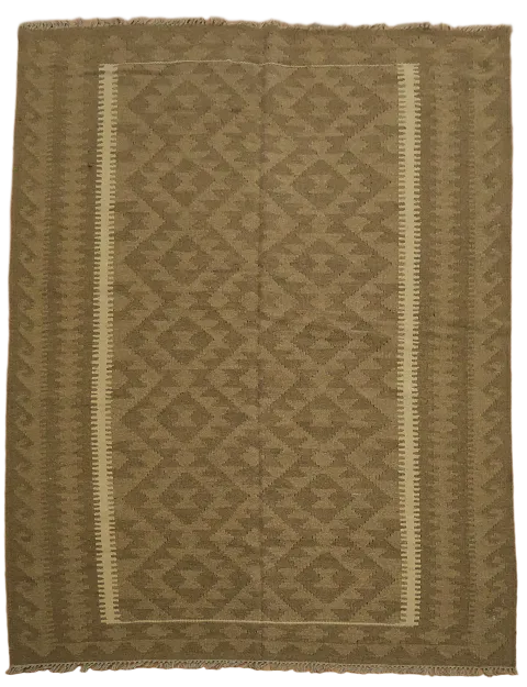 Brown Wool Kilim Oriental Area Rug 5x7