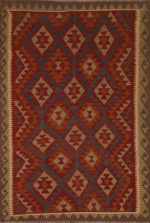 Hand-Woven Wool Kilim Oriental Area Rug 5x7