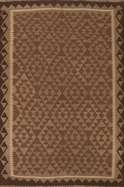 Brown Wool Kilim Oriental Area Rug 5x7