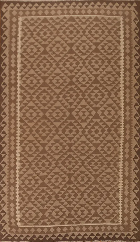 Brown Wool Kilim Tribal Area Rug 5x10