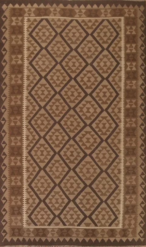 Brown Wool Kilim Oriental Area Rug 5x10