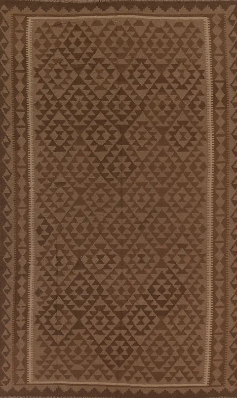 Brown Wool Kilim Oriental Area Rug 6x10