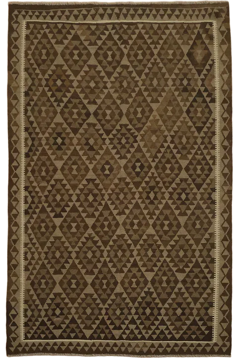 All-Over Brown Kilim Oriental Area Rug 7x10