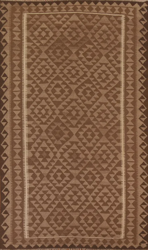 Brown Wool Kilim Oriental Area Rug 7x10