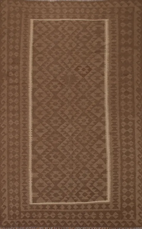 Brown Kilim Geometric Area Rug 7x10