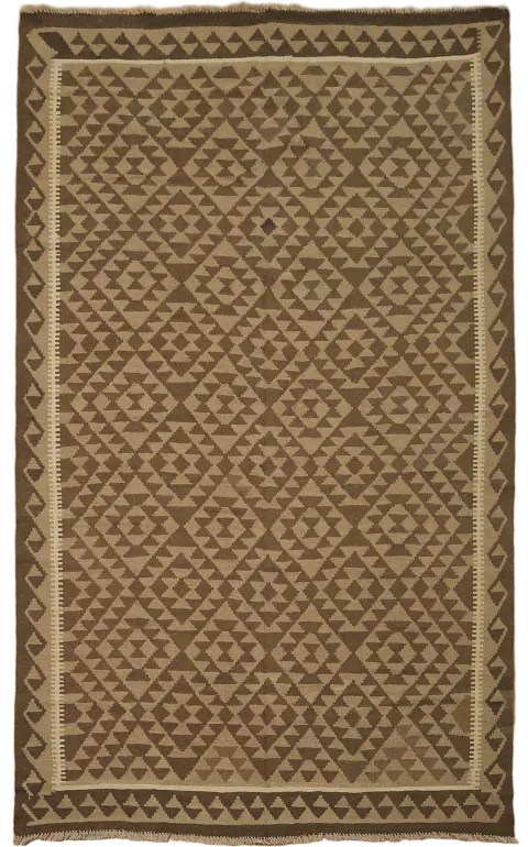 Brown Wool Kilim Oriental Area Rug 7x10