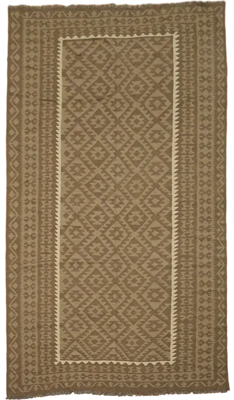 Brown Wool Kilim Tribal Area Rug 7x10