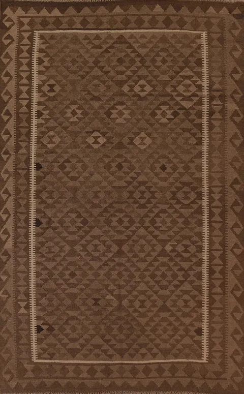 Brown Wool Kilim Tribal Area Rug 7x10