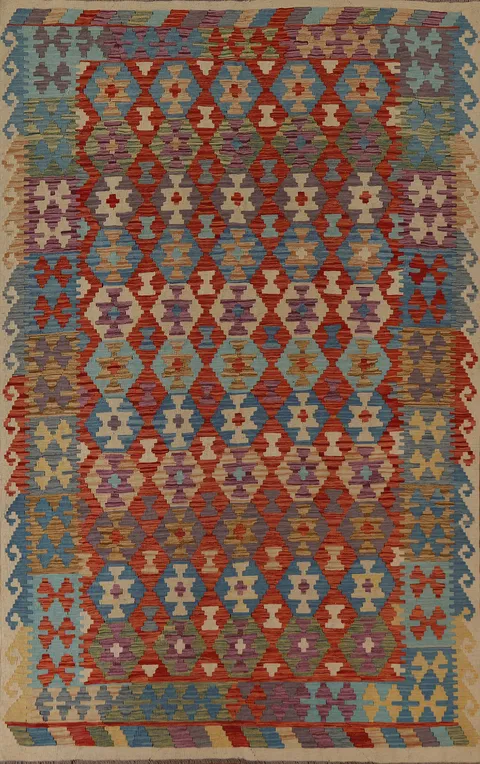 All-Over Kilim Geometric Area Rug 7x9