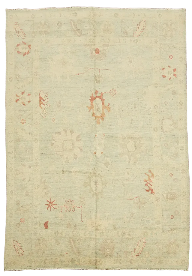 Vegetable Dye Oushak Turkish Wool Area Rug 9x13