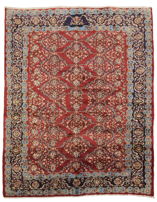 Luxurious Persian Carpet with Intricate Floral Bord 10x13
