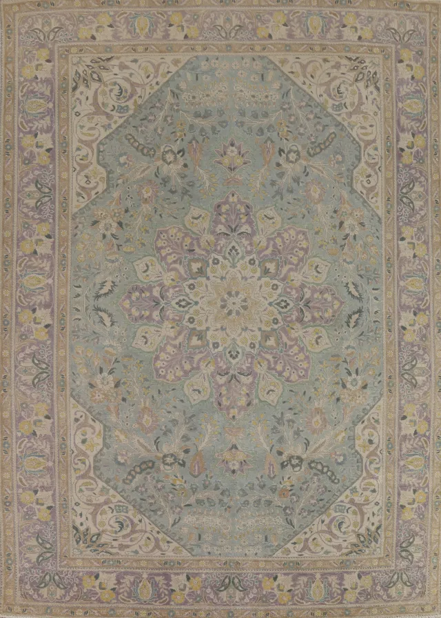 Vintage Blue Floral Tabriz Persian Area Rug 8x11