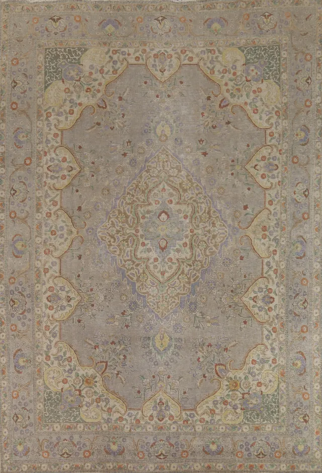 Vintage Wool Tabriz Persian Area Rug 10x13