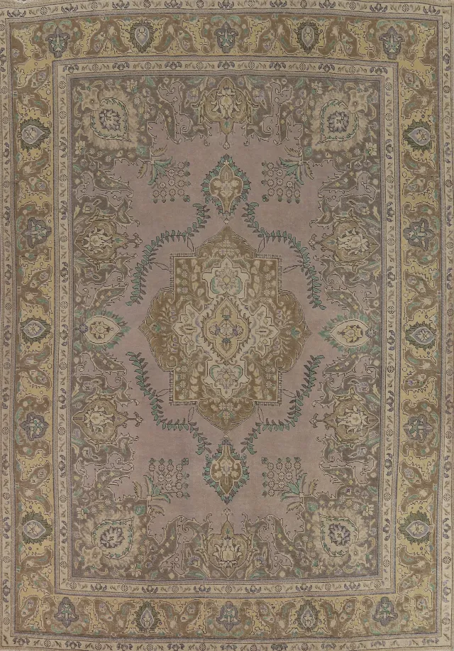 Vintage Wool Tabriz Persian Area Rug 10x13