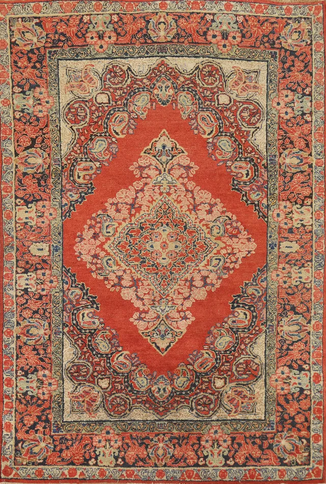 Vintage Wool Sarouk Persian Rug 4x7