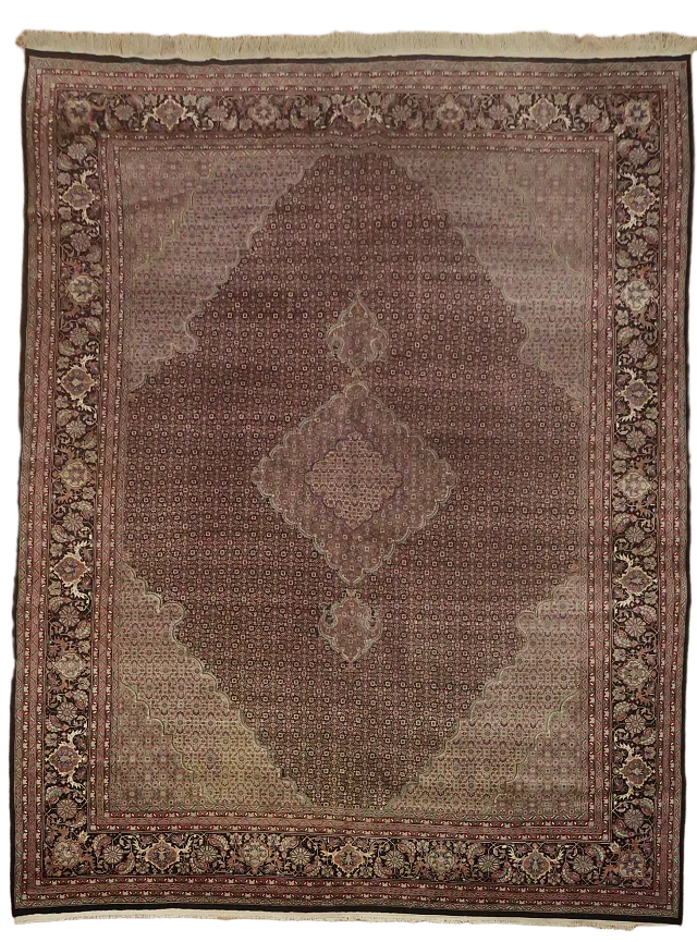 Vegetable Dye Traditional Tabriz Mahi Persian Wool Area Rug 9x12