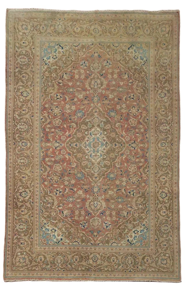 Muted Color Traditional Kashan Persian Wool Area Rug 7x10