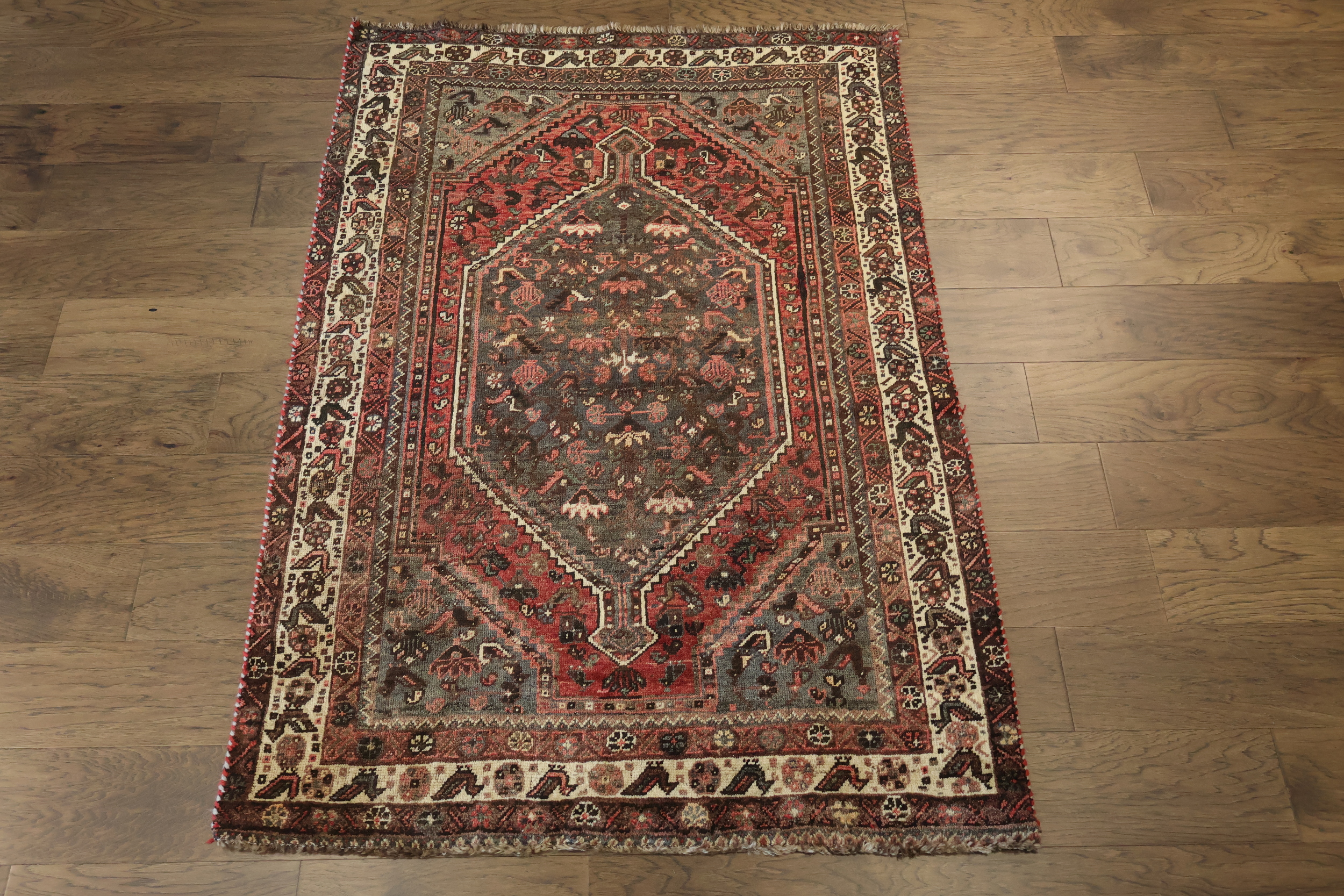 Vintage Tribal Hand-Knotted Qashqai Persian Wool Rug 4x6 | Rug Source