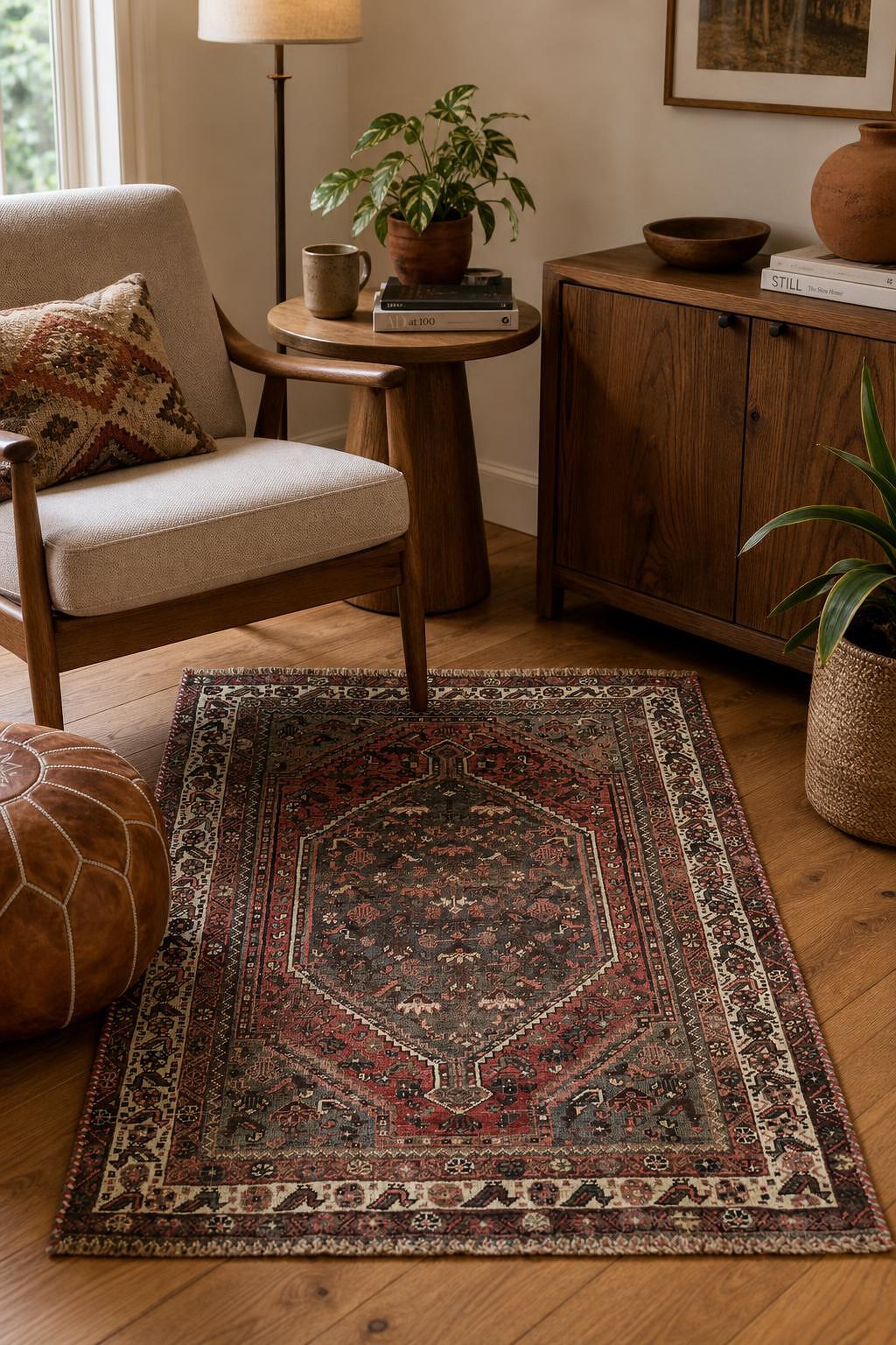 Vintage Tribal Hand-Knotted Qashqai Persian Wool Rug 4x6 | Rug Source