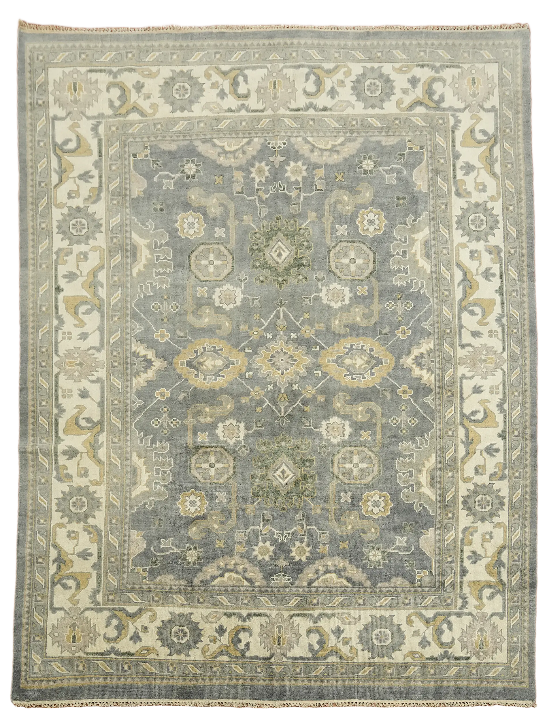 Rug Source Traditional Grey and Beige Floral Oushak Living Room Rug 9'x12' | Rug ...