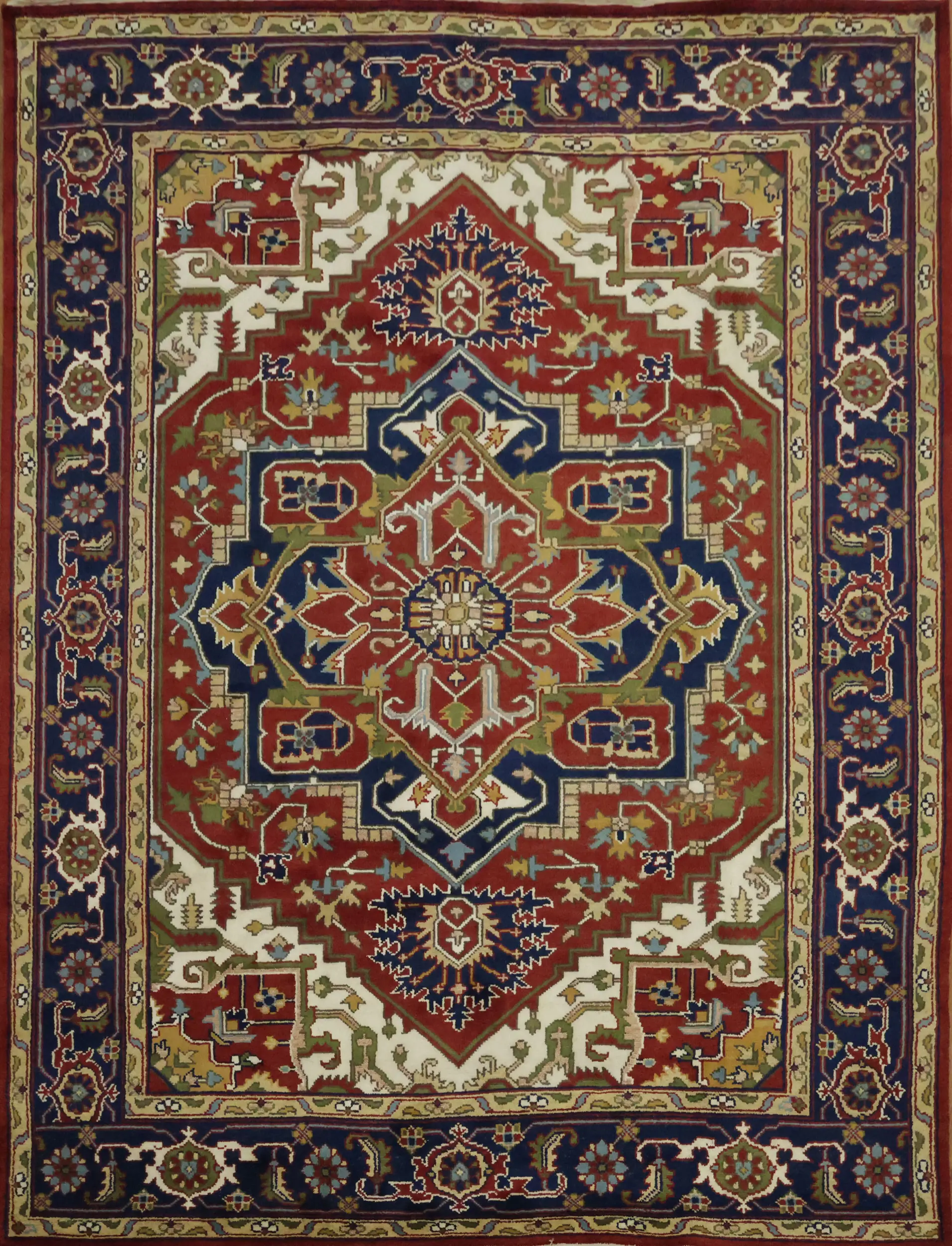 Rug Source Heriz Serapi Traditional Medallion Rug in Rich Red and Navy Hues 9x12 ...